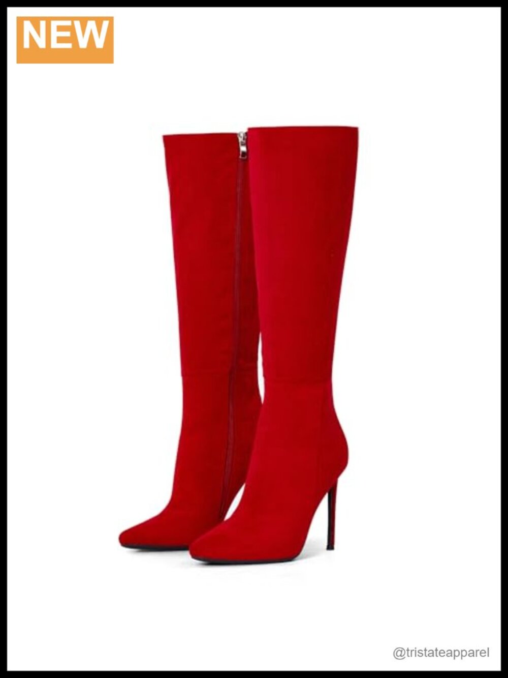 Knee High Stiletto Boots Faux Suede Pointed Toe 4 Inch Heel Fall Winter
